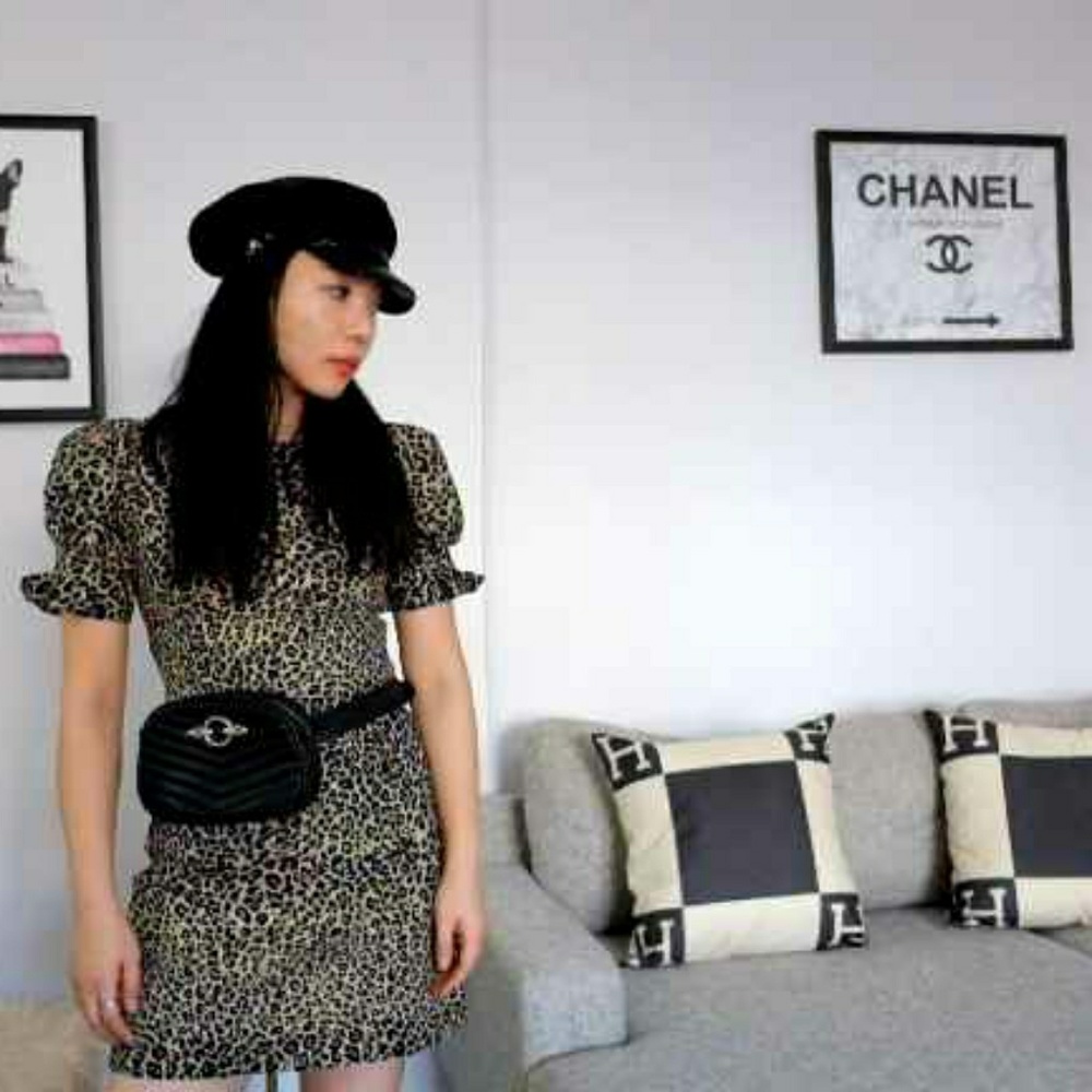 Puff & A line leopard mini dress